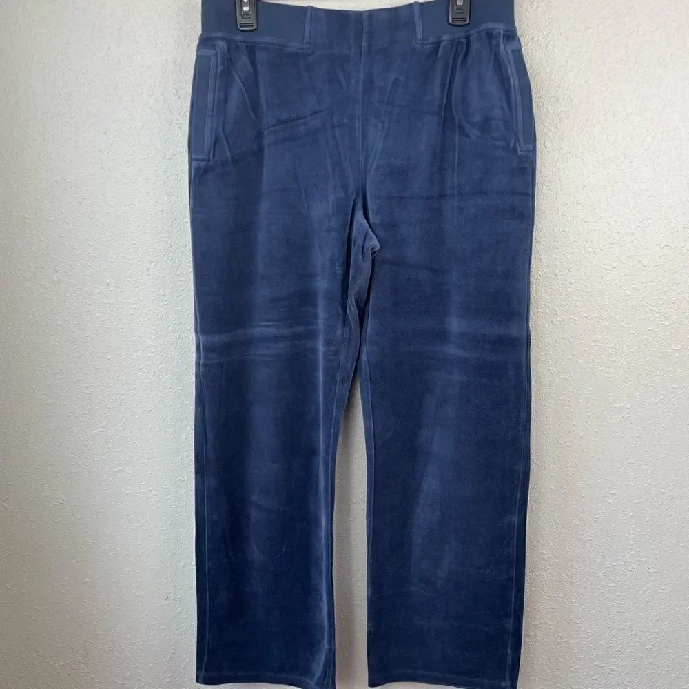 Sag Harbor Sport Navy Blue Velour Casual Pants Size Petite Large EUC